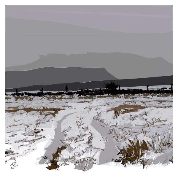 Carl Wark and Higger Tor in Snow art card
